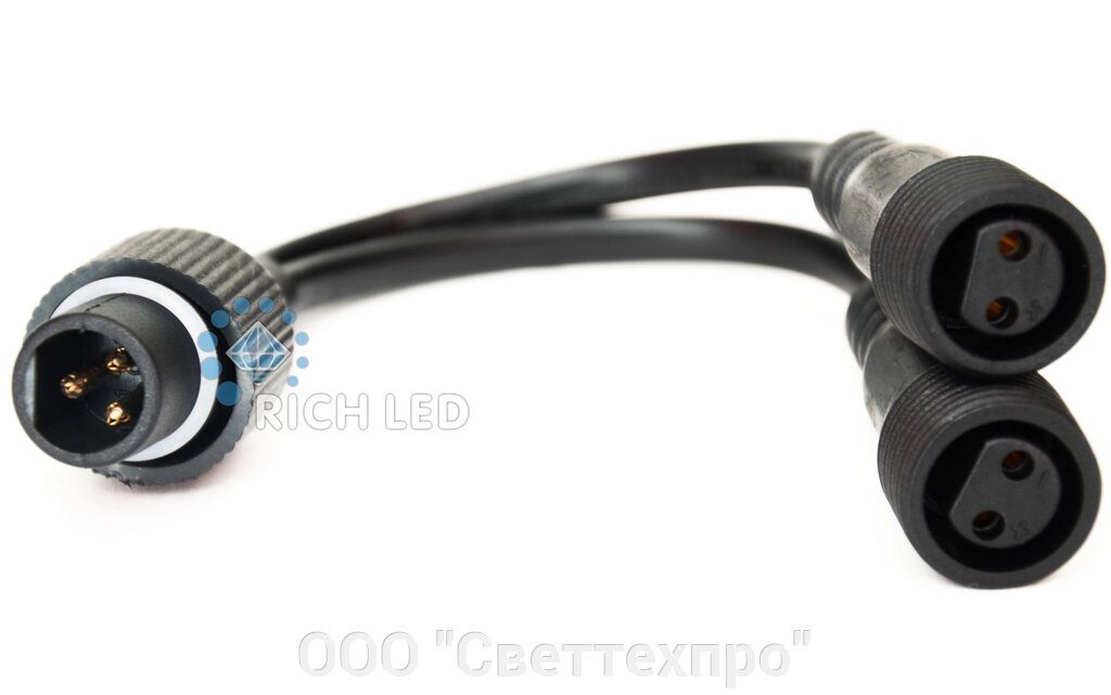 Переходник 3 pin на 2 шт. 2 pin, черный от компании ООО "Светтехпро" - фото 1