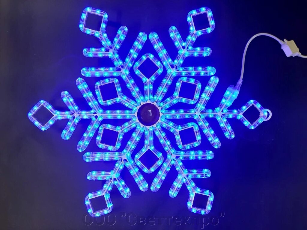 Снежинка 70 см, гирлянда 24В, Синяя от компании ООО "Светтехпро" - фото 1