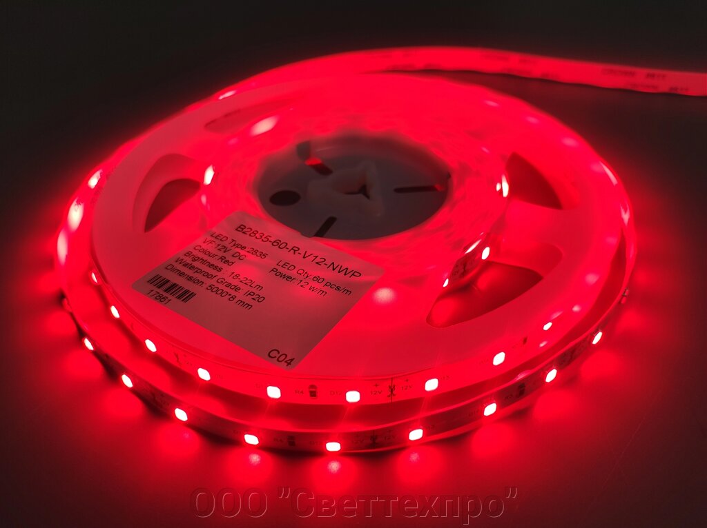 Светодиодная лента 60smd2835-IP20 Red Prem от компании ООО "Светтехпро" - фото 1