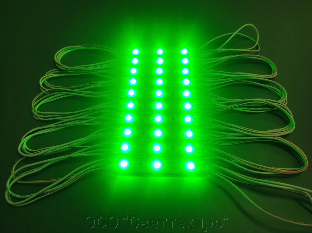 Светодиодный модуль Premium 3smd2835 Green линза от компании ООО "Светтехпро" - фото 1