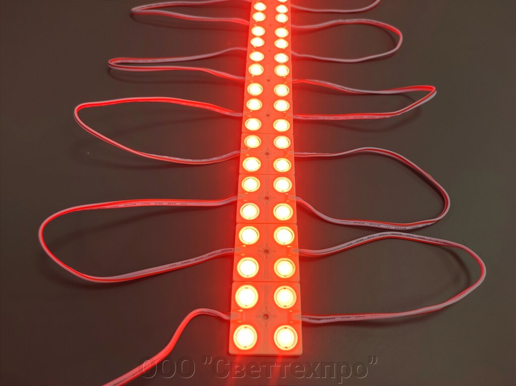 Светодиодный модуль Premium 4x2835 Red линза 160 от компании ООО "Светтехпро" - фото 1