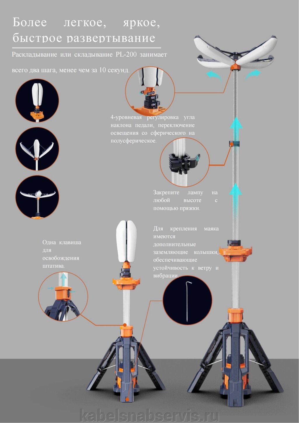 360° Лепестковая Мобильная Мачта PL-200 от компании Группа Компаний КабельСнабСервис - фото 1