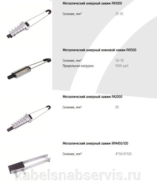 Анкерные и поддерживающие зажимы, кронштейны и крюки от компании Группа Компаний КабельСнабСервис - фото 1