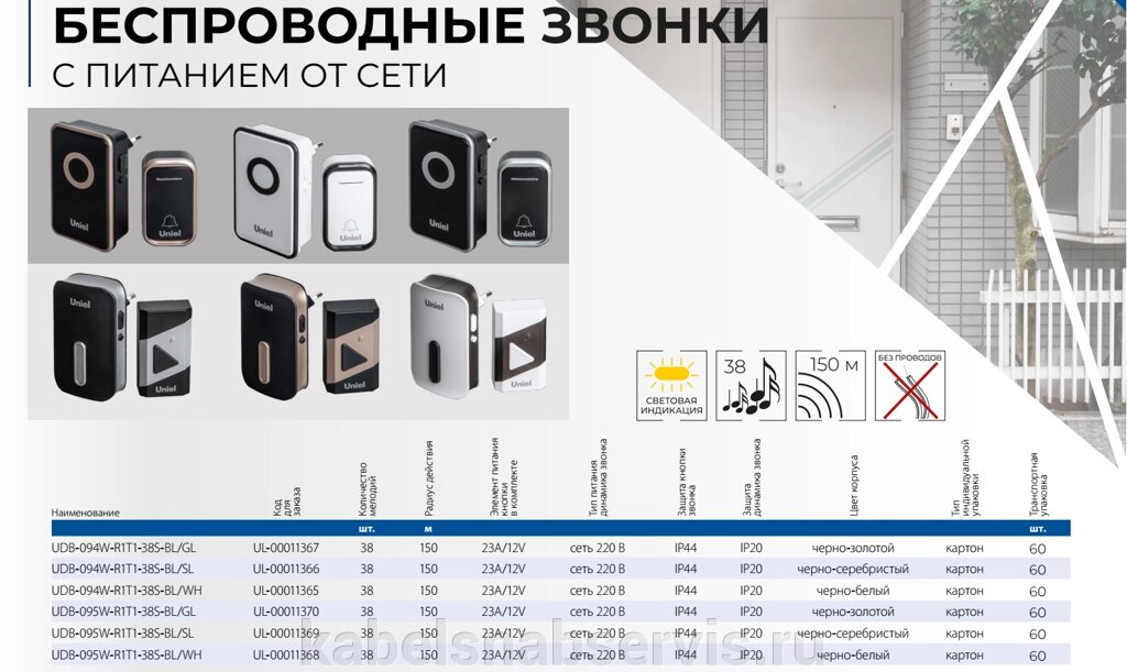 Беспроводные звонки серии UDB от компании Группа Компаний КабельСнабСервис - фото 1