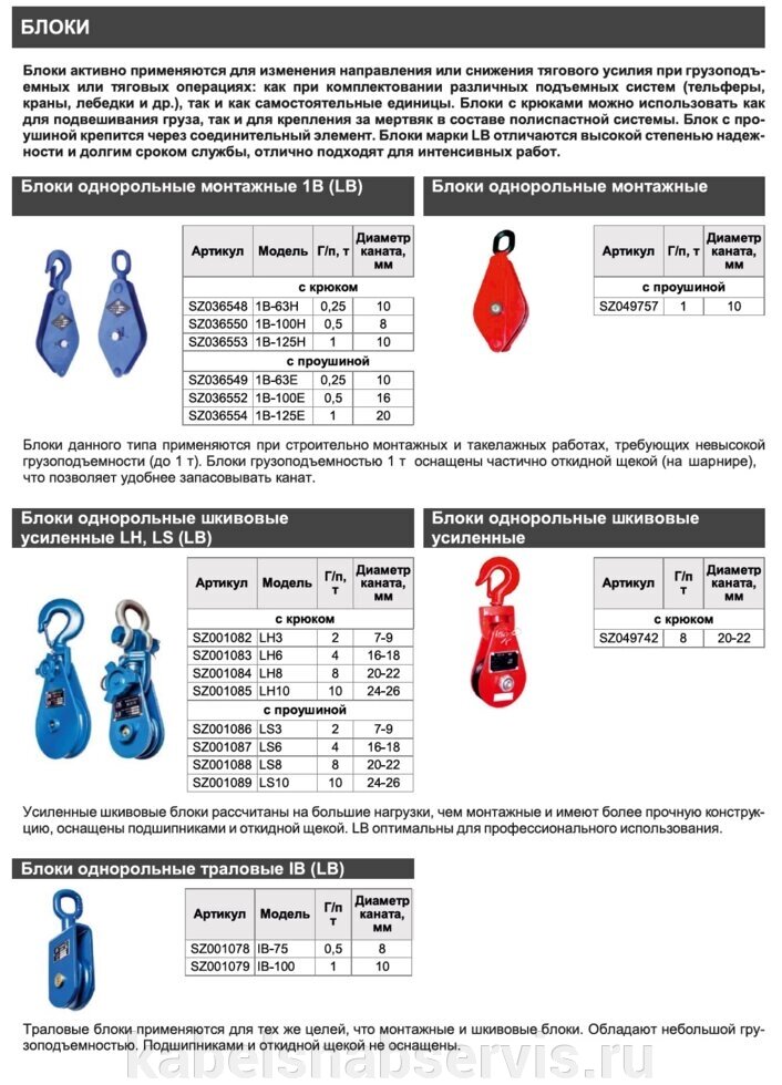 Блоки однорольные монтажные, шкивовые, трехролые-полиспасты от компании Группа Компаний КабельСнабСервис - фото 1