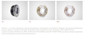 Филамент прочный термопластик с высокой теплостойкостью, растворимостью и огнестойкостью марок PPS, PEI, PEEK