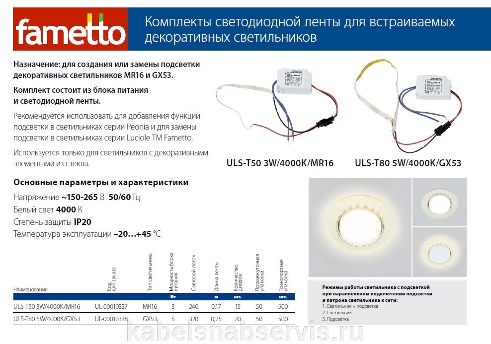 Комплекты светодиодной ленты для встраиваемых декоративных светильников от компании Группа Компаний КабельСнабСервис - фото 1