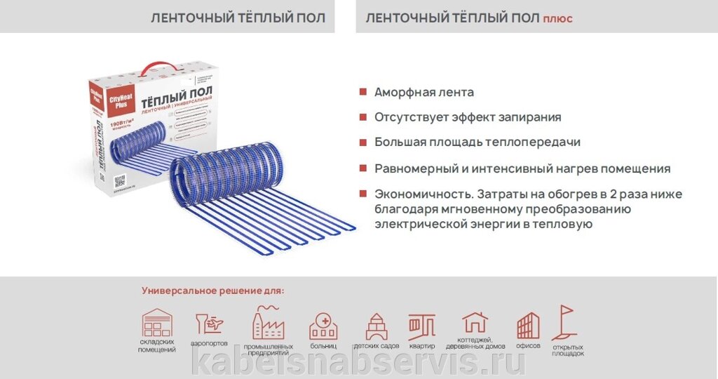 Ленточный теплый пол от компании Группа Компаний КабельСнабСервис - фото 1