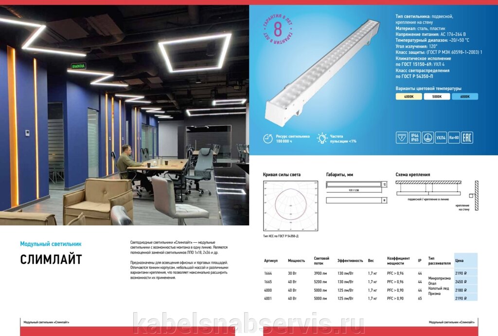 Модульный светильник СЛИМЛАЙТ от компании Группа Компаний КабельСнабСервис - фото 1