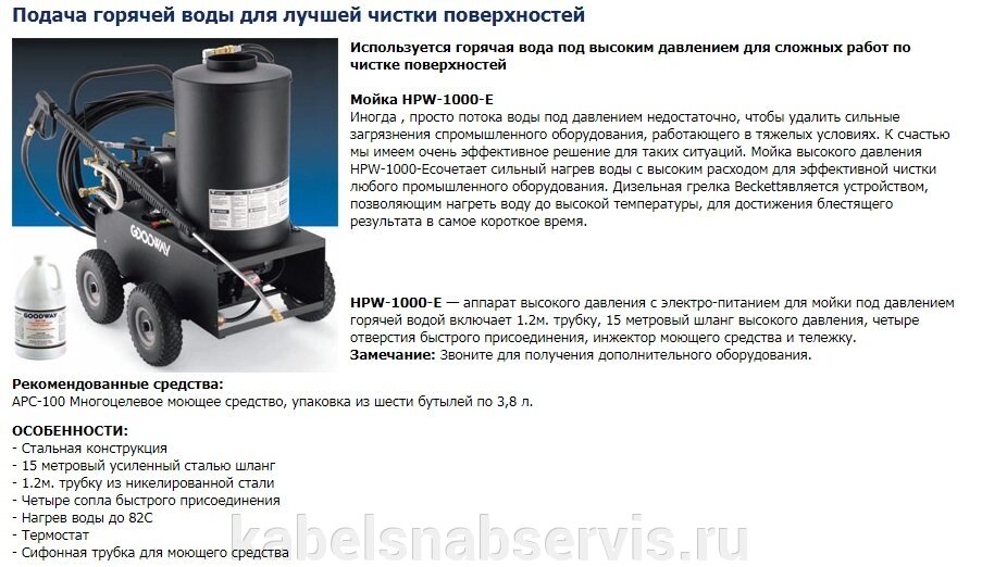 Мойки высокого давления НPW-1000-E, НPW-2000-E, НPW-2600-G, 3500-G, 4000-G, GPW-2E,  GPW-1200, GPW-1400 от компании Группа Компаний КабельСнабСервис - фото 1