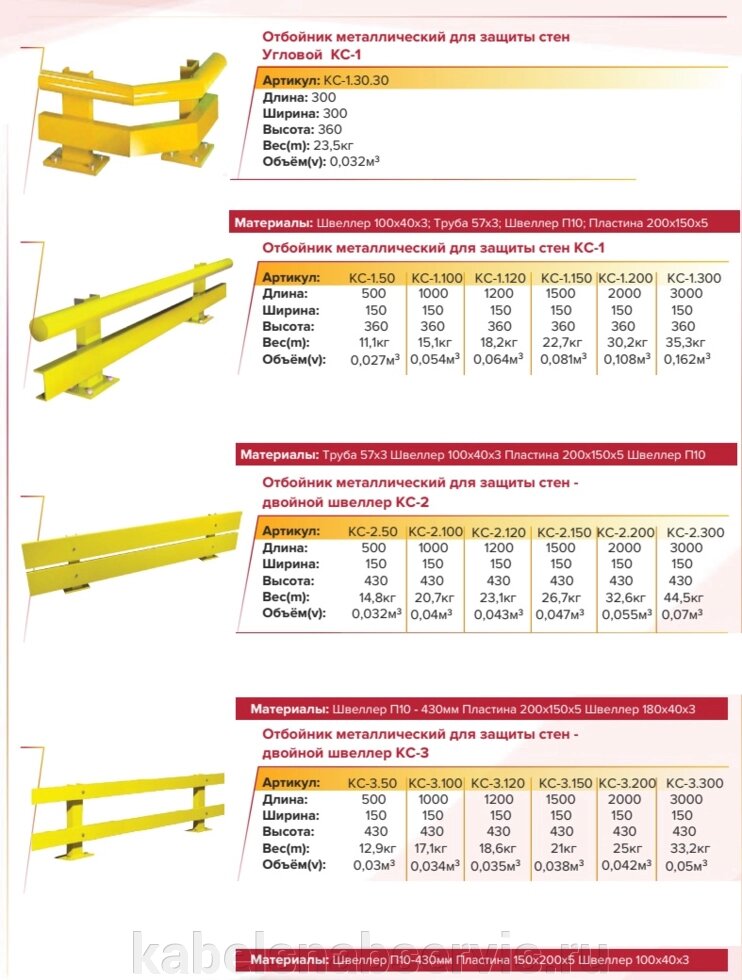 Оборудование для складов отбойники для защиты стен, стеллажей, пожарных шкафов, ворот) от компании Группа Компаний КабельСнабСервис - фото 1