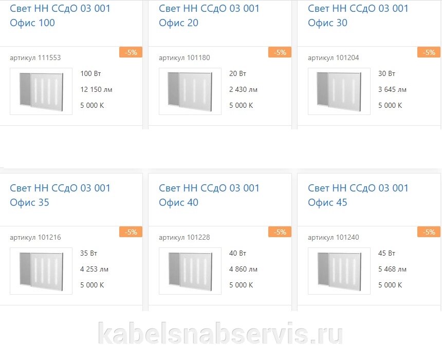 Офисные светодиодные светильники (LED) от компании Группа Компаний КабельСнабСервис - фото 1