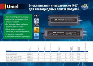 Блоки питания ультратонкие IP67 для светодиодных лент и модулей