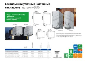 Светильники уличные настенные накладные под лампу GU10