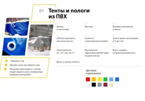 Тенты, полога, шторы укрывные (ПВХ брезент, тарпаулин), укрытия для ремонта резерв. противофильт. полога, бур. укрытия)