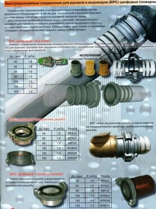 Быстроразъемные соединения для рукавов и водоводов (БРС) цапфовые (пожарные)