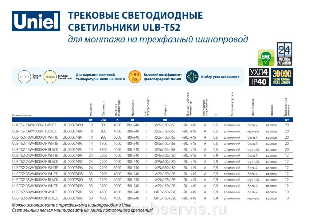 Трековые светодиодные светильники ULB-T52 - фото pic_6bb6051bdca852e721a3d6d2f1427924_1920x9000_1.jpg