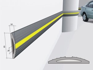 Резиновая полоса для защиты стен (резиновый отбойник на стену, отбойник для парковок)