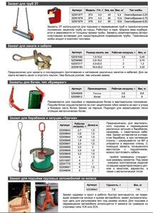 Захваты для труб, каната, кабеля, бочек и катушек "Удочка", грузовых автомобилей