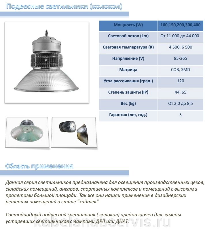 Подвесные светильники (колокол, тарелка) от компании Группа Компаний КабельСнабСервис - фото 1