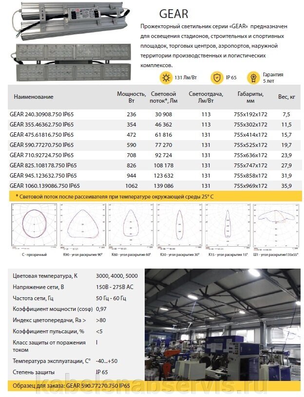 Прожекторный светильник серии «GEAR» предн. для освещ стадионов, строит-х и спорт-х площадок, торг. центров, аэропортов от компании Группа Компаний КабельСнабСервис - фото 1