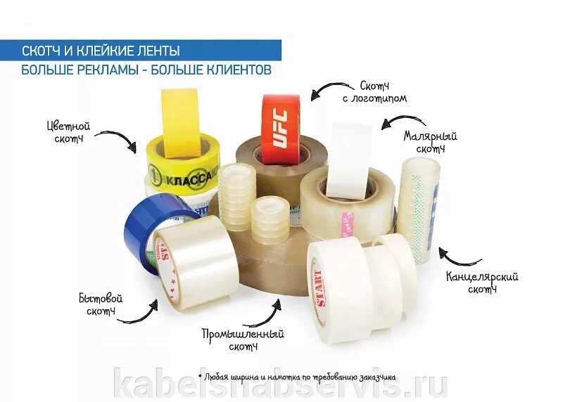 Скотч с межслойной печатью с логотипом от производителя от компании Группа Компаний КабельСнабСервис - фото 1