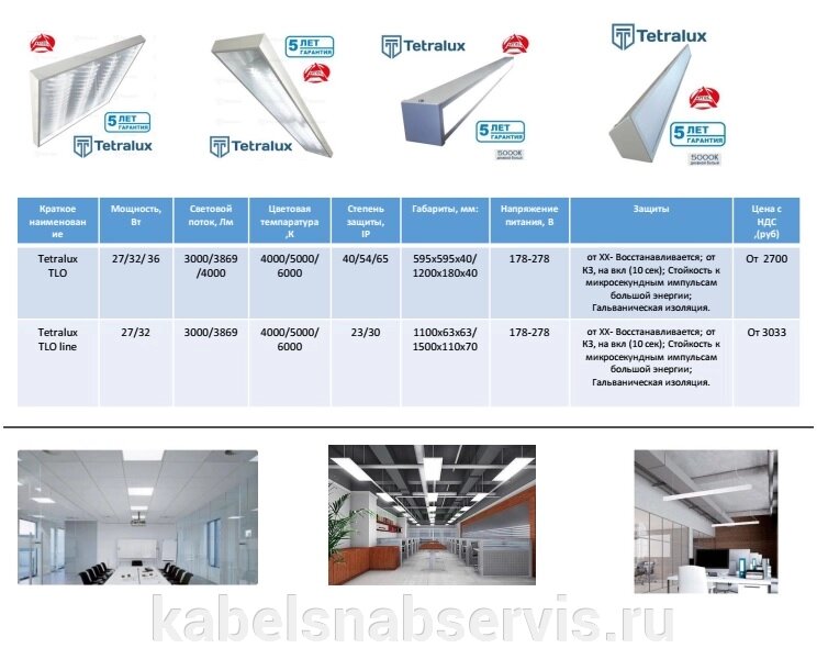 Светильники Tetralux серии «TLО», TLS, TLW, LTS, LTW, TLP, TLO, LTP, TLT от компании Группа Компаний КабельСнабСервис - фото 1
