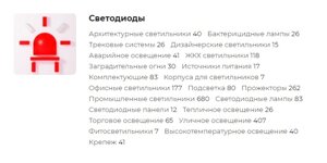 Светодиоды (Архитектурные светильники, бактерицидные лампы, трек. системы, дизайнер. светильники, аварийное освещение)