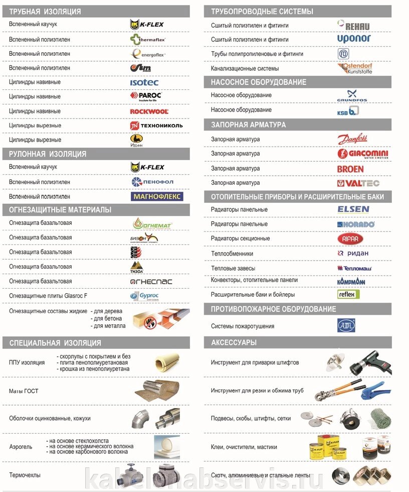 Трубная изоляция, огнезащитные материалы, спец и стройизоляция, звукозащита, гидроизоляция от компании Группа Компаний КабельСнабСервис - фото 1
