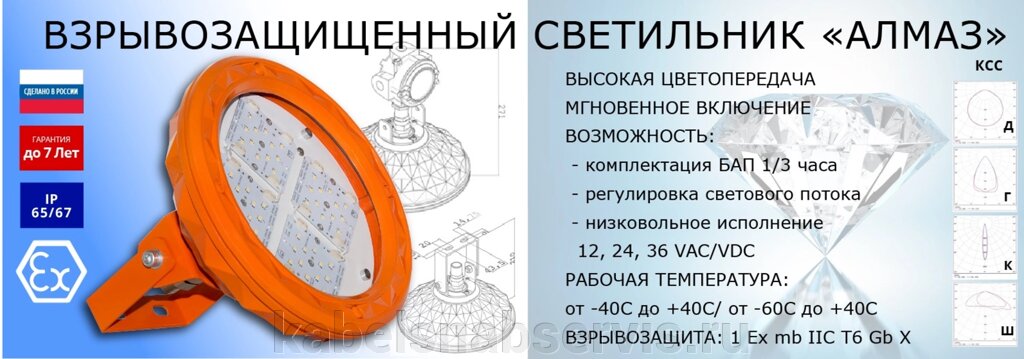 Взрывозащищённый светильник серии «Алмаз» от компании Группа Компаний КабельСнабСервис - фото 1