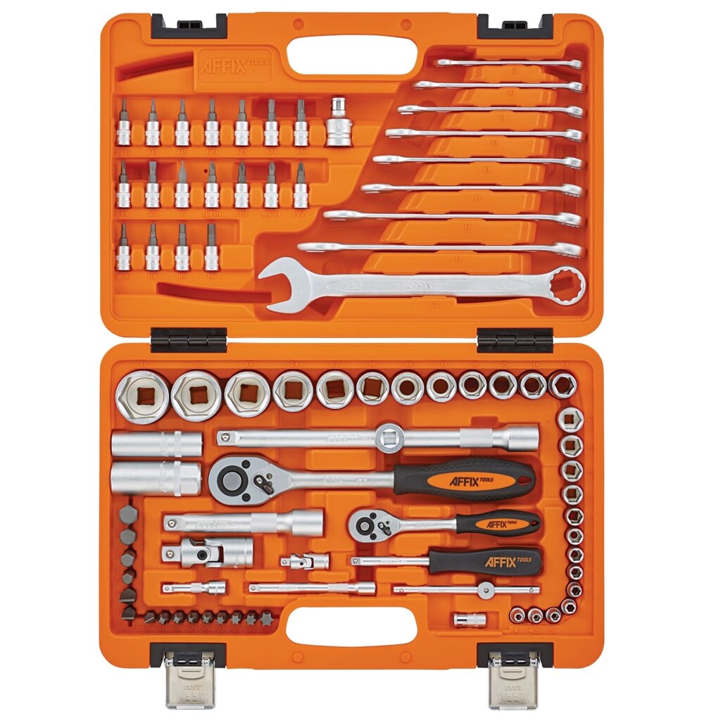 AFFIX Набор инструментов универсальный, 82 предмета. AF01082C от компании Дилер-НН - оборудование и инструмент для автосервиса и шиномонтажа - фото 1