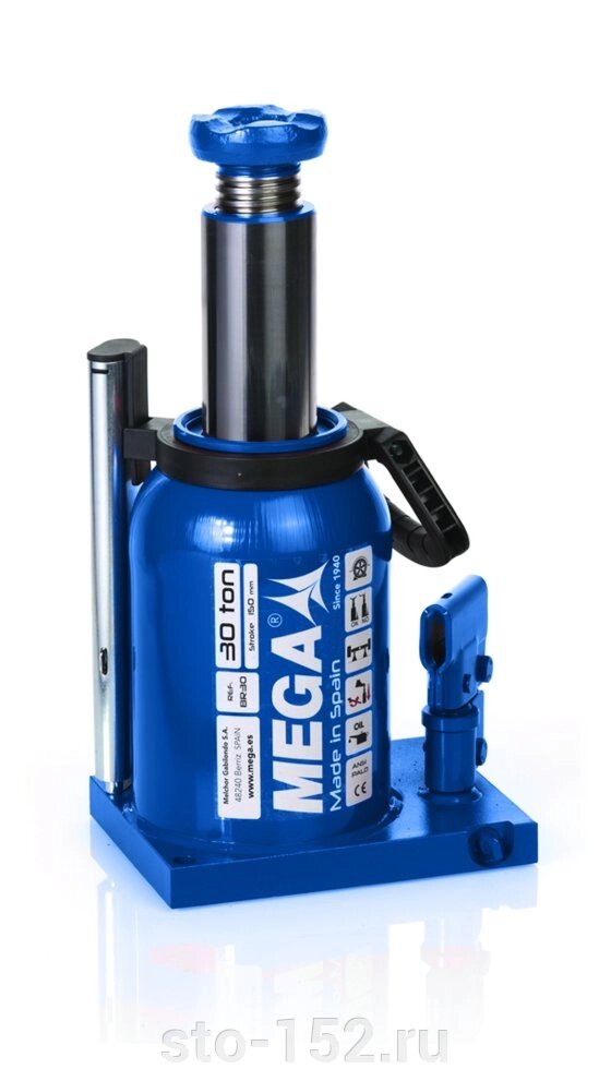 Домкрат бутылочный г/п 30000 кг. MEGA (Испания) арт. BR30 от компании Дилер-НН - оборудование и инструмент для автосервиса и шиномонтажа - фото 1