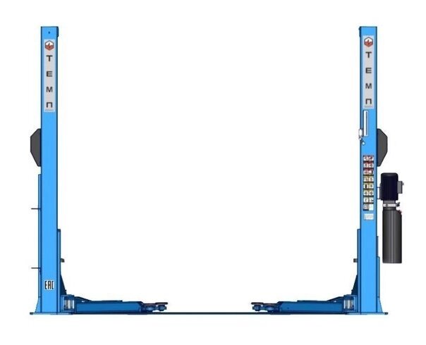 Двухстоечный подъемник электрогидравлический 4т, снятие со стопоров на одной колонне TEMP TD4000 от компании Дилер-НН - оборудование и инструмент для автосервиса и шиномонтажа - фото 1