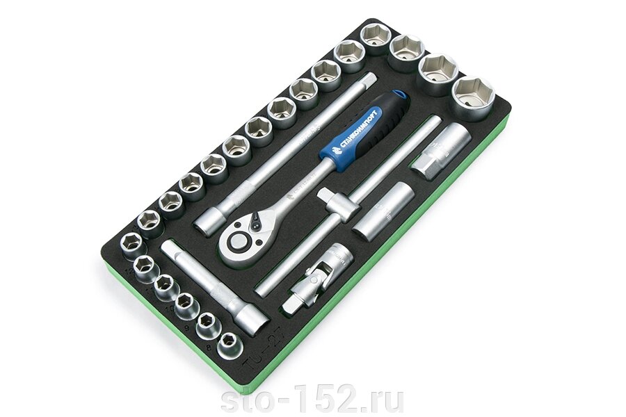Ложемент 1/2"с набором головок и аксессуары (27 предметов) СТАНКОИМПОРТ TU-27 от компании Дилер-НН - оборудование и инструмент для автосервиса и шиномонтажа - фото 1