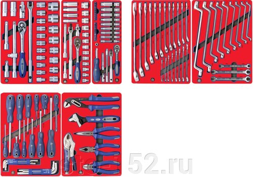 МАСТАК Набор инструментов "СТАРТ" для тележки, 7 ложементов, 161 предмет. 5-00161