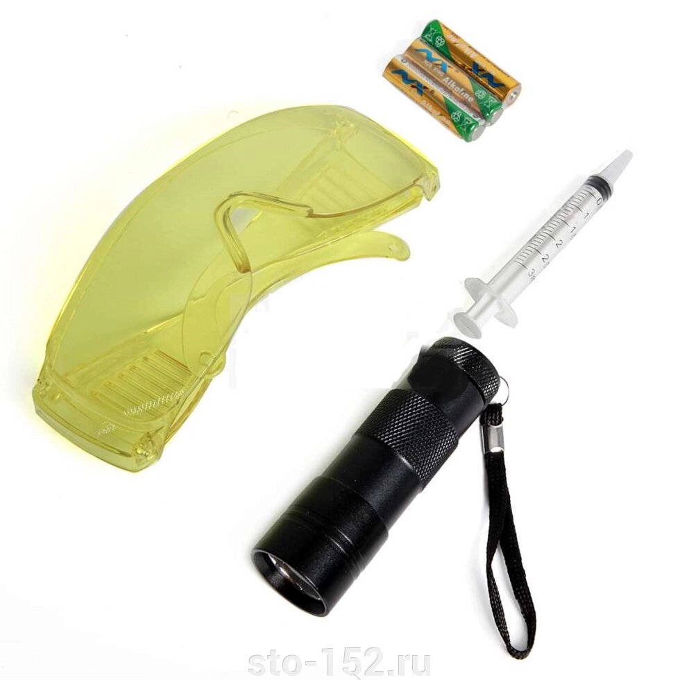 Набор для обнаружения утечек, UV лампа + очки от компании Дилер-НН - оборудование и инструмент для автосервиса и шиномонтажа - фото 1