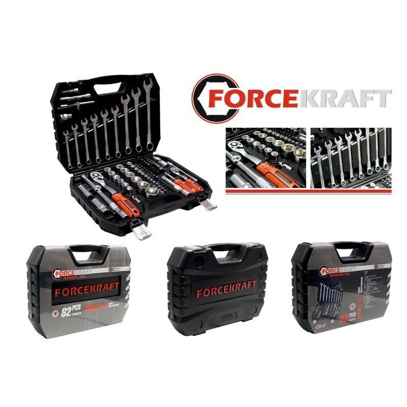 Набор инструментов 82пр. 1/2"",1/4""(6гр.)(4-32мм) Profi FORCE KRAFT FK-4821-5 от компании Дилер-НН - оборудование и инструмент для автосервиса и шиномонтажа - фото 1