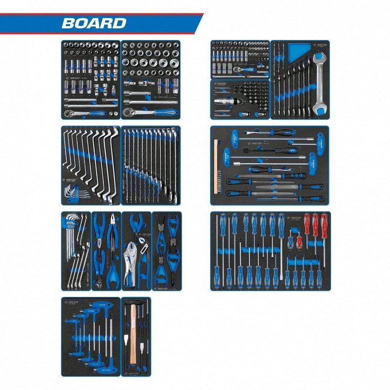 Набор инструментов BOARD для тележки, 15 ложементов, 325 предметов KING TONY 934-325MRVD от компании Дилер-НН - оборудование и инструмент для автосервиса и шиномонтажа - фото 1