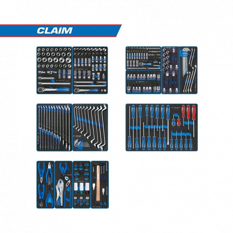 Набор инструментов "CLAIM" для тележки, 13 ложементов, 286 предметов KING TONY 934-286MRVD от компании Дилер-НН - оборудование и инструмент для автосервиса и шиномонтажа - фото 1
