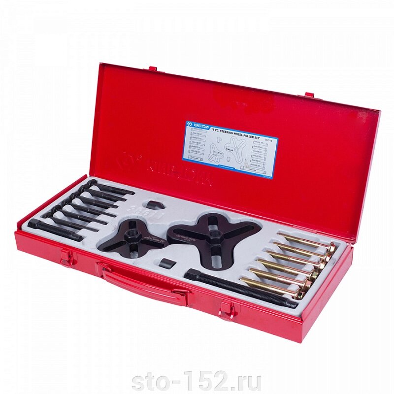 Набор инструментов для снятия шкивов, 25-125 мм, 18 предметов KING TONY 9BG11 от компании Дилер-НН - оборудование и инструмент для автосервиса и шиномонтажа - фото 1