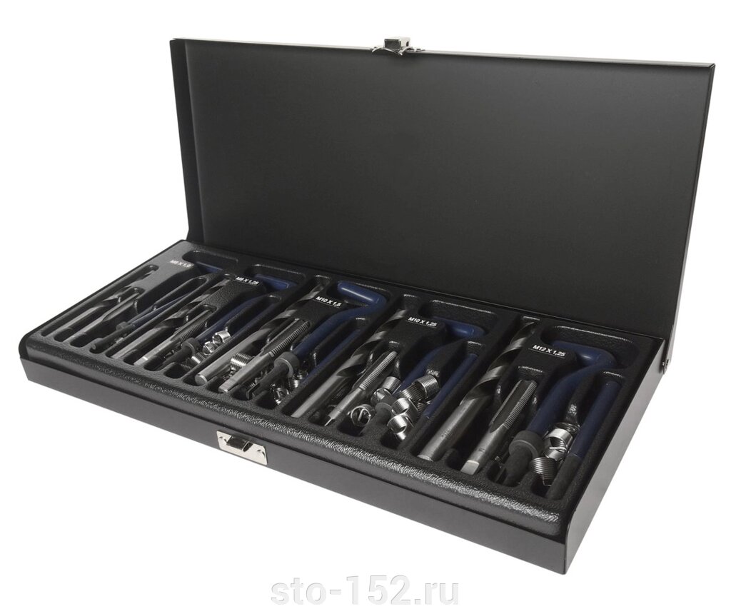 Набор инструментов для восстановления резьбы 5 размеров комбинированный в кейсе JTC-4792 от компании Дилер-НН - оборудование и инструмент для автосервиса и шиномонтажа - фото 1