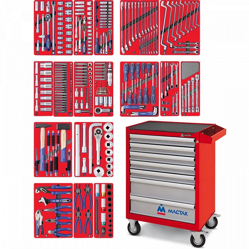 Набор инструментов ЭКСПЕРТ в красной тележке, 323 предмета МАСТАК 52-07323R от компании Дилер-НН - оборудование и инструмент для автосервиса и шиномонтажа - фото 1