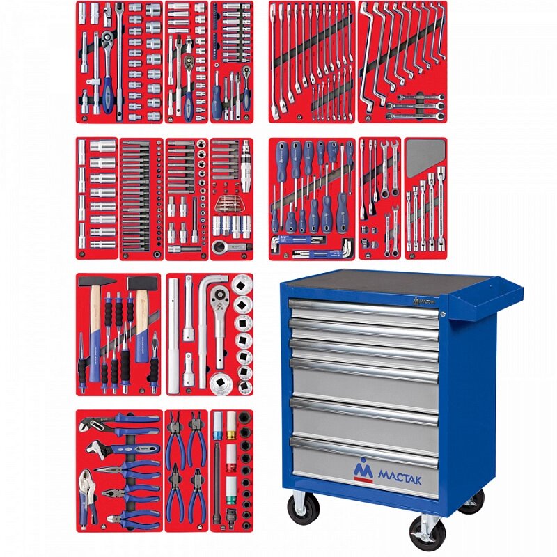Набор инструментов ЭКСПЕРТ в синей тележке, 323 предмета МАСТАК 52-06323B от компании Дилер-НН - оборудование и инструмент для автосервиса и шиномонтажа - фото 1