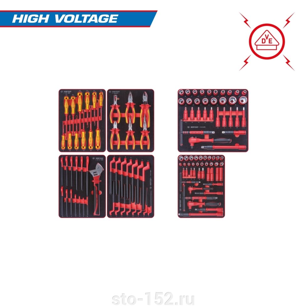 Набор инструментов "HIGH VOLTAGE" для тележки, 6 ложементов, 117 предметов KING TONY 932-117VEMRVD от компании Дилер-НН - оборудование и инструмент для автосервиса и шиномонтажа - фото 1