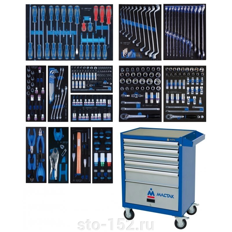 Набор инструментов в синей тележке, 286 предметов KING TONY 934-010AMB от компании Дилер-НН - оборудование и инструмент для автосервиса и шиномонтажа - фото 1