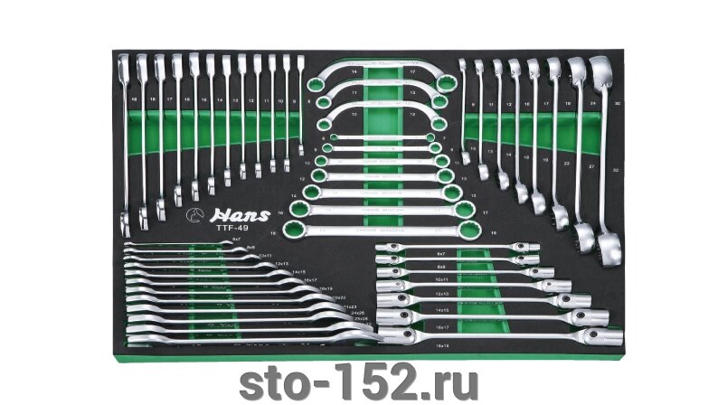 Набор комбинированных ключей, 49 предметов HANS TTF-49 от компании Дилер-НН - оборудование и инструмент для автосервиса и шиномонтажа - фото 1