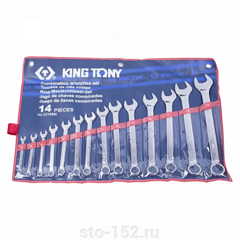 Набор комбинированных ключей, 5/16"-1-1/4", 14 предметов KING TONY 1214SR ##от компании## Дилер-НН - оборудование и инструмент для автосервиса и шиномонтажа - ##фото## 1