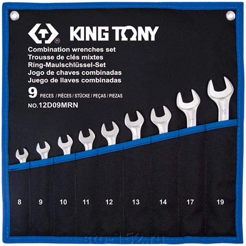 Набор комбинированных ключей, 8-19 мм, чехол из теторона, 9 предметов KING TONY от компании Дилер-НН - оборудование и инструмент для автосервиса и шиномонтажа - фото 1