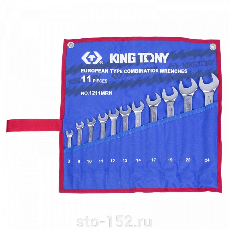 Набор комбинированных ключей, 8-24 мм, чехол из теторона, 11 предметов KING TONY 1211MRN от компании Дилер-НН - оборудование и инструмент для автосервиса и шиномонтажа - фото 1