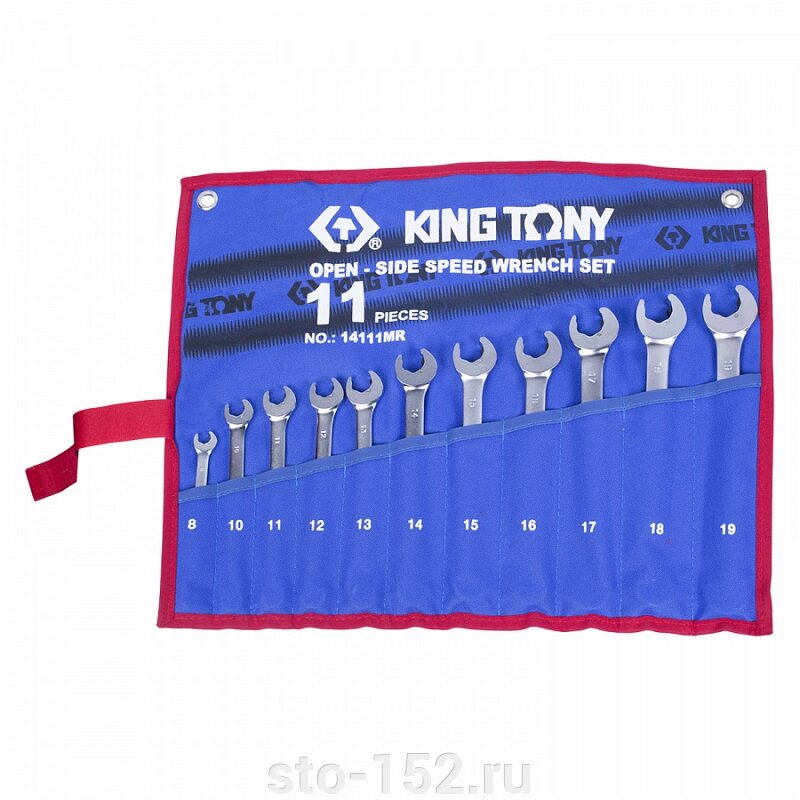Набор комбинированных трещоточных ключей, 8-19 мм, чехол из теторона, 11 предметов KING TONY 14111MRN ##от компании## Дилер-НН - оборудование и инструмент для автосервиса и шиномонтажа - ##фото## 1